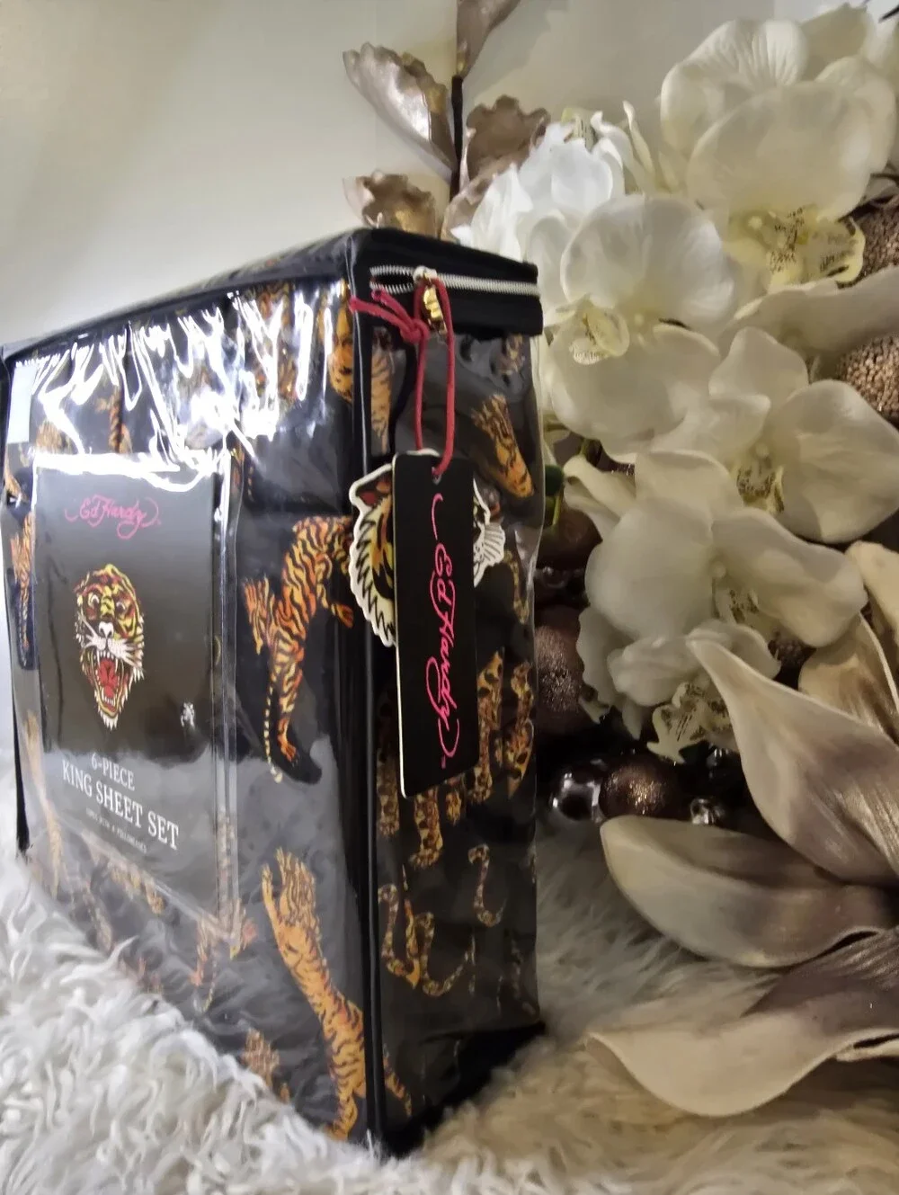 Ed Hardy 6piece King TIGER PRINT Sheet Set Brand new